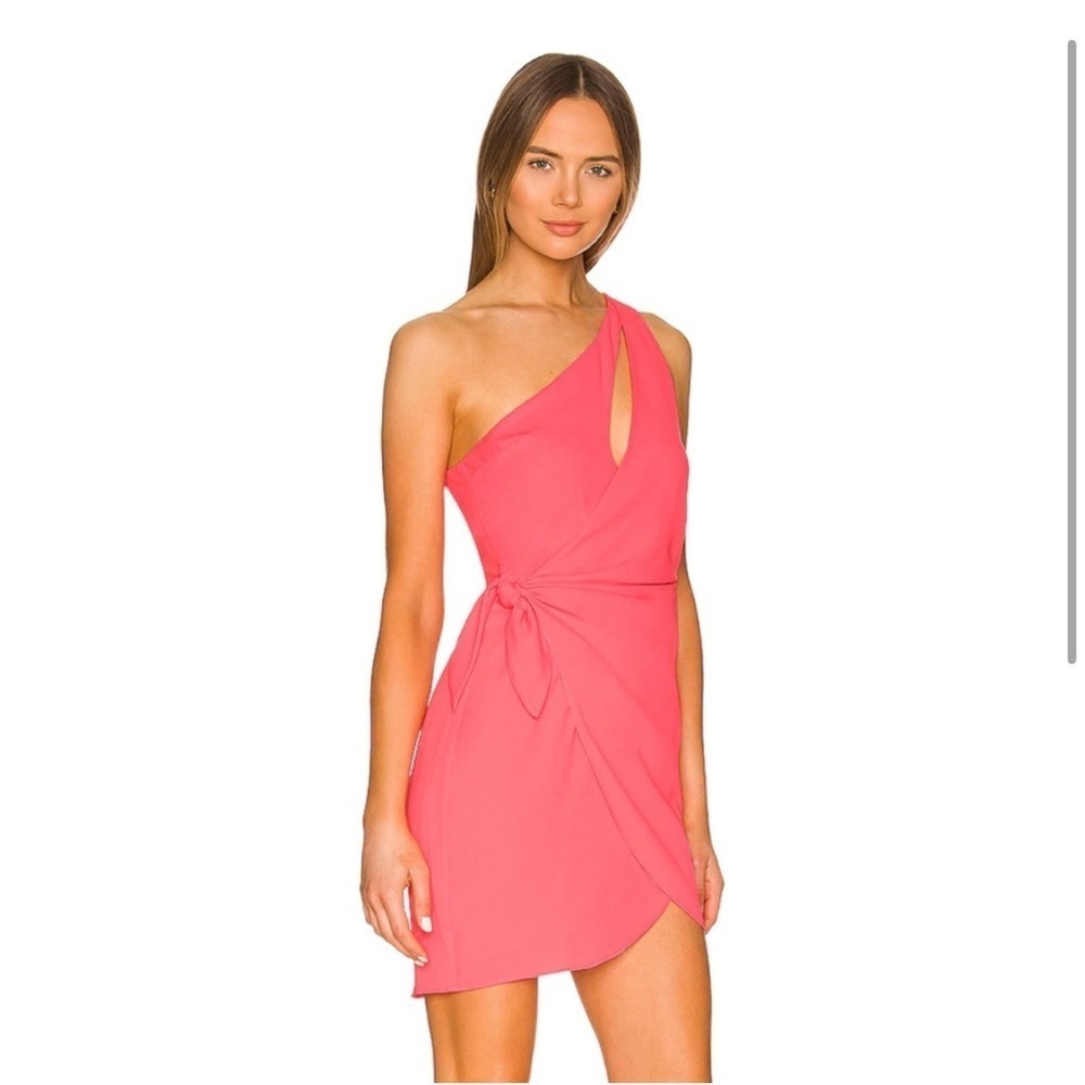 NWT Amanda Uprichard One-Shoulder Coral Pink Wrap Dress